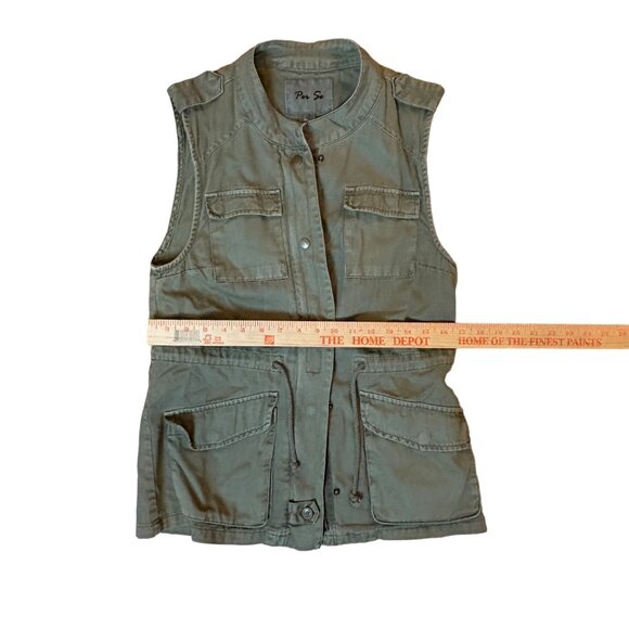 Utility Vest Military Style Small Pockets Adjustable Waist Zip Snap Epaulets - Picture 10 of 10